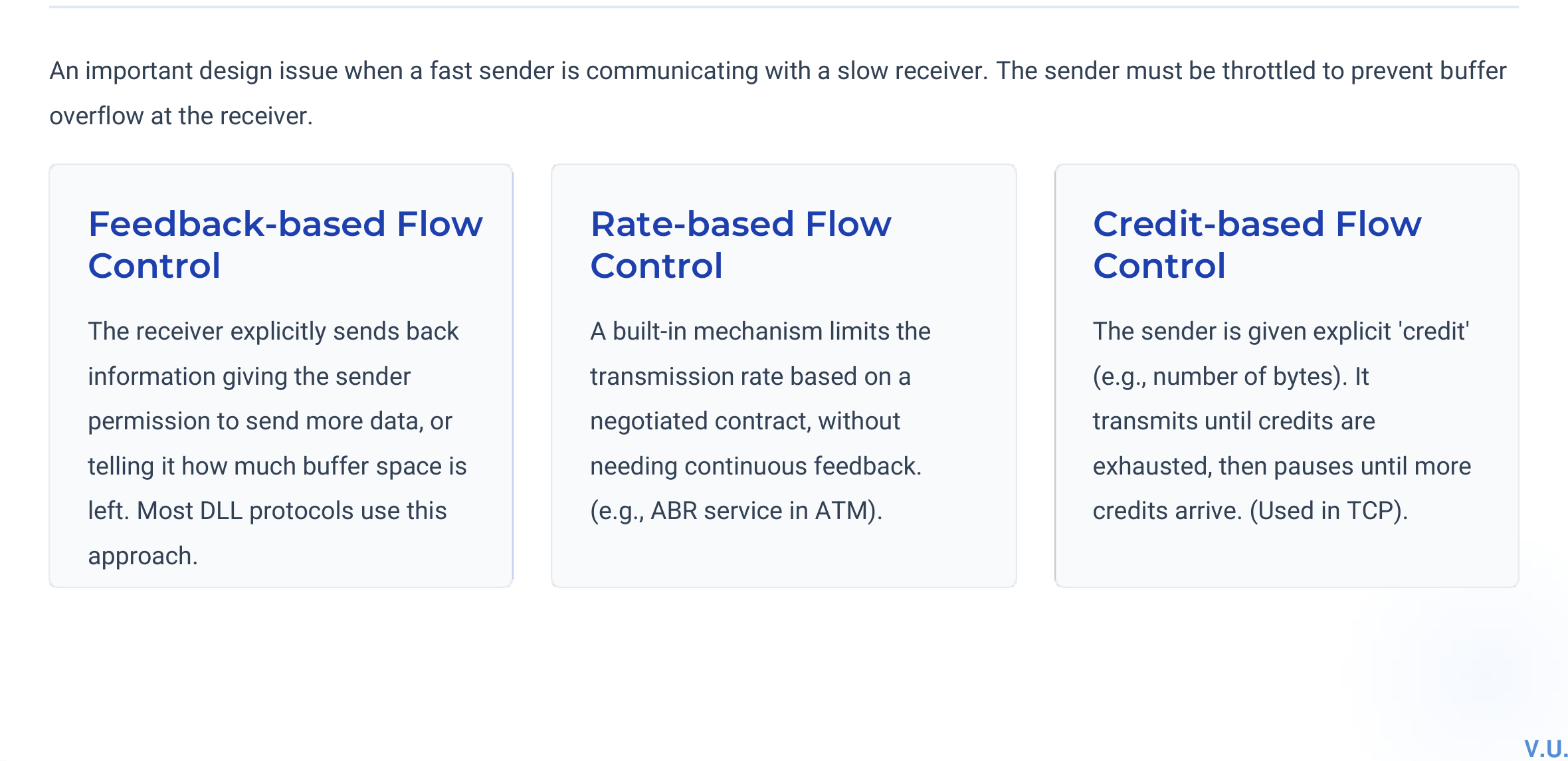 Feedback-based rate-based and credit-based flow control approaches