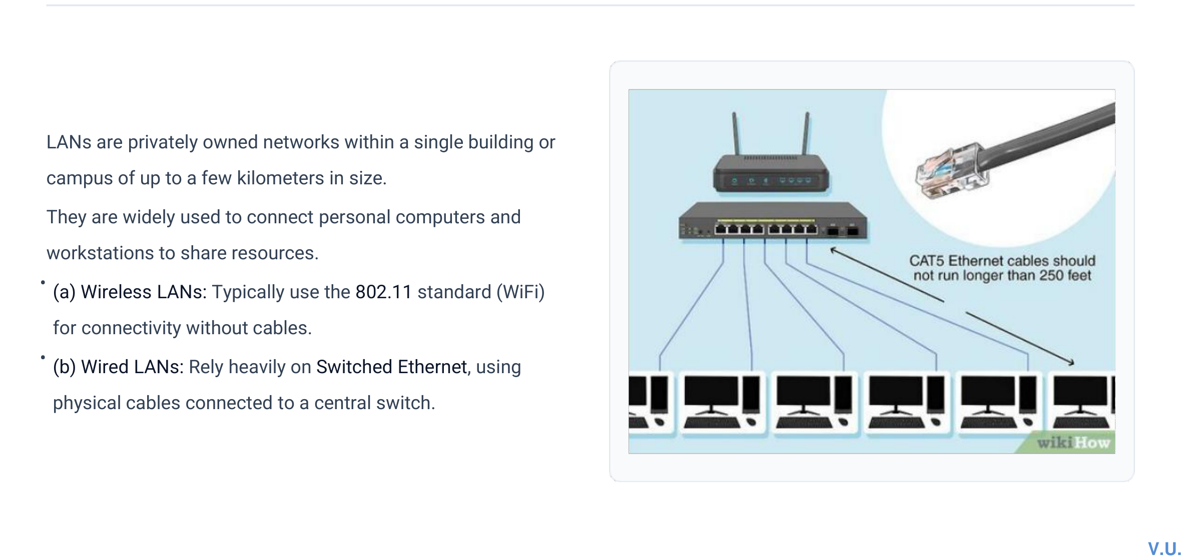 Local area network connecting computers to a central network device
